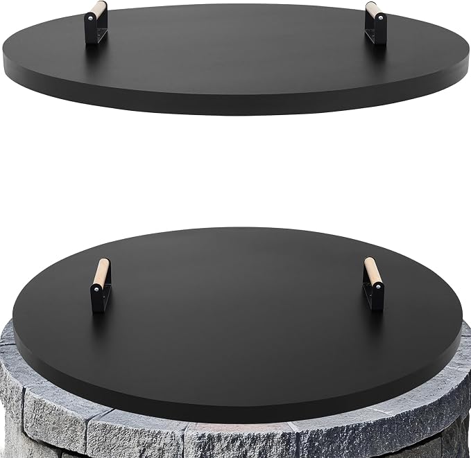 Fire Pit Lid Round 36", Heat Resistant Metal Firepit Cover by Permade