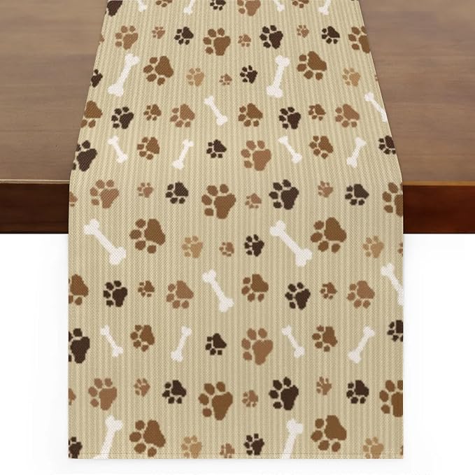 Pet Paws Table Runner Kitchen Dining Table Runner 13*108in Table Center Decor by Mularoka