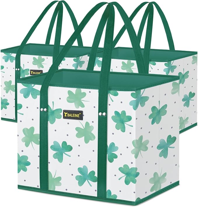 BALEINE 3Pk Reusable Grocery Bags, Foldable Shopping Bags by BALEINE