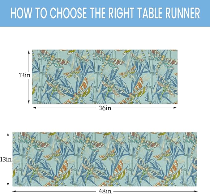 Watercolour Dragonflies Table Runner Kitchen Dining Table Runner 13*48in Table - Image 9