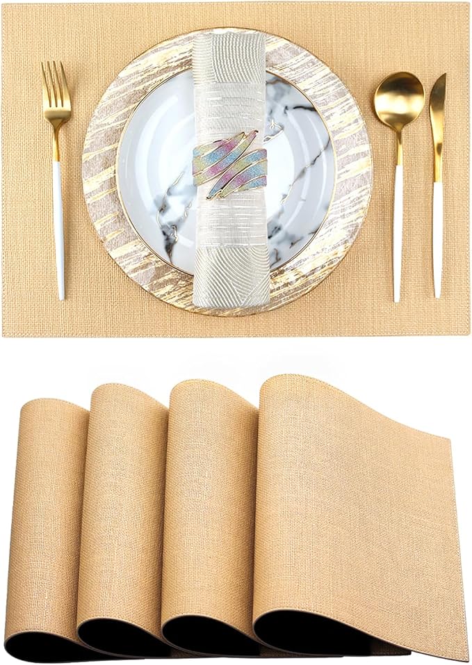 Gold Placemats Set of 4 by ZIWUROAD