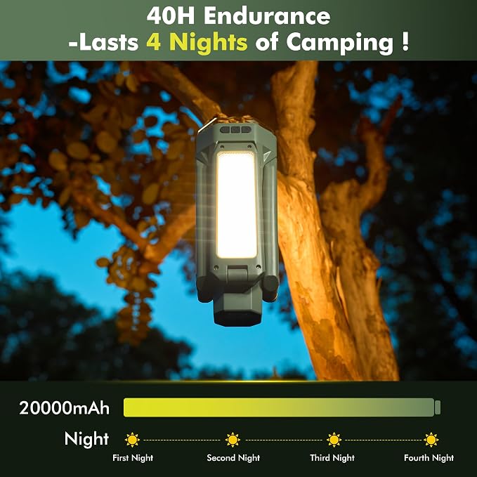 Portable Camping Light with Stand 67'' Rechargeable Work Light - Image 6