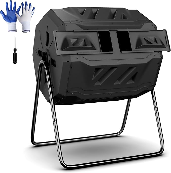 F2C Compost Bin Outdoor 43 Gallon Garden Dual Chamber Composter Bin by F2C