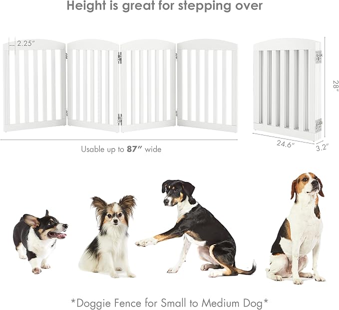 SPIRICH 96" Extra Wide 28" Tall Wooden Freestanding Foldable Dog Gate, Pet Gate - Image 6