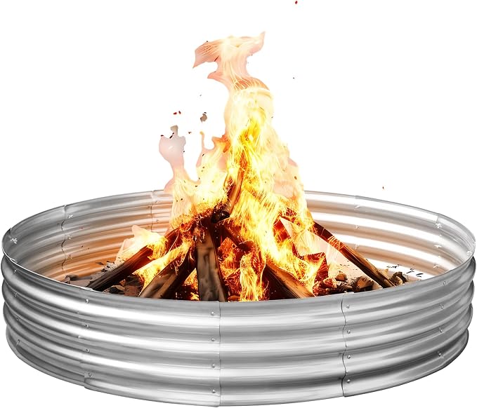 HGD 60 Inch Large Galvanized Steel Metal Fire Pit Ring - 5FT Heavy Duty Fire by HGD