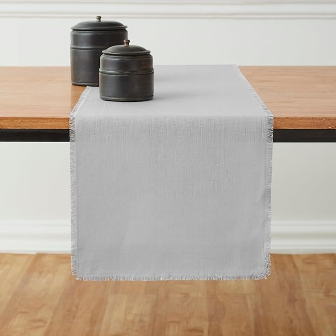 Solino Home Linen Light Grey Table Runner 48 Inches - Image 2