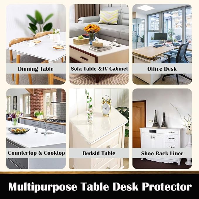 17x54" Clear Plastic Table Cover Protector Dining Tablelcloth Vinyl Desk Topper - Image 5