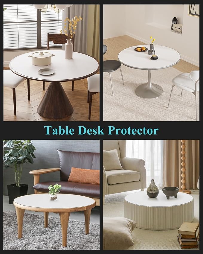 Pure White Plastic Table Cover Protector, 1.5mm Thick Vinyl Table Top Protector - Image 7