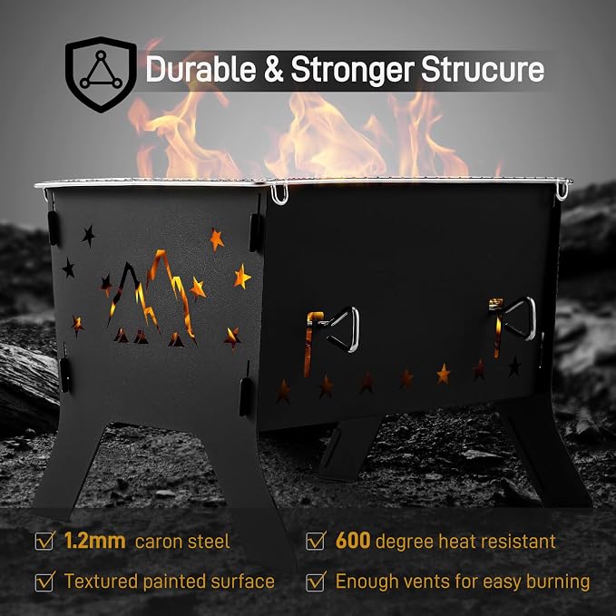 Odoland Camping Grill Portable Folding Charcoal Grills Backpacking BBQ Grill - Image 5