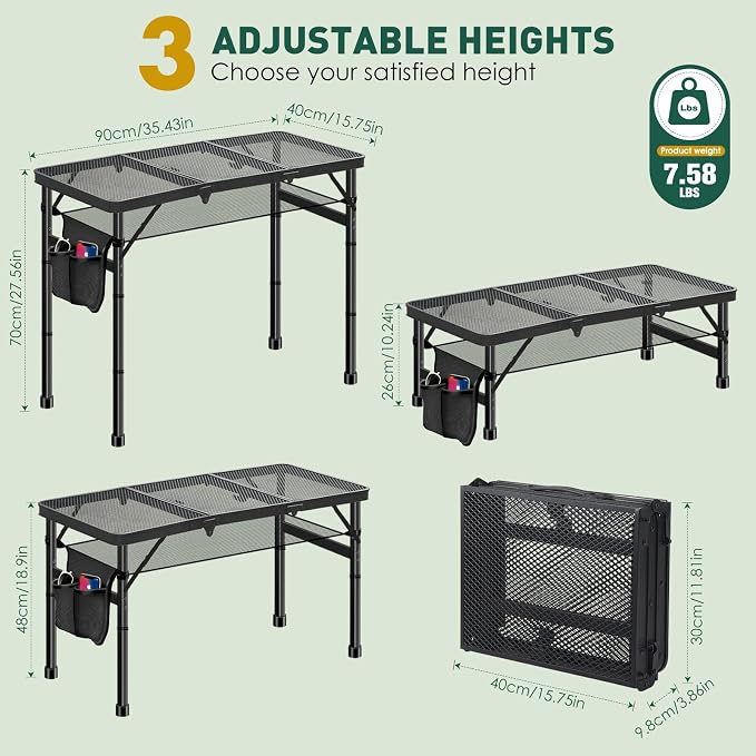 DeeprBetter Folding Camping Table, 3ft Camping Table Aluminum Folding Table - Image 2