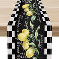 Lemon Table Runner, Farmhouse Black Buffalo Plaid Seasonal Summer Spring Fruits by Unknown