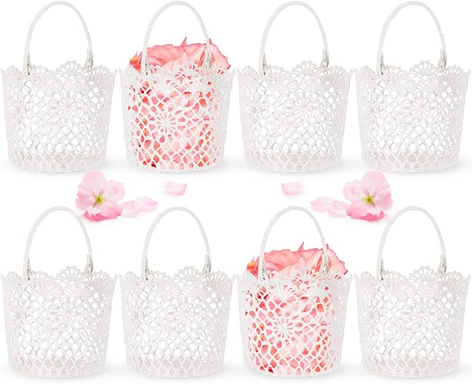 WILLBOND 8 Pcs White Flower Girl Basket by Willbond+Technology+Limited