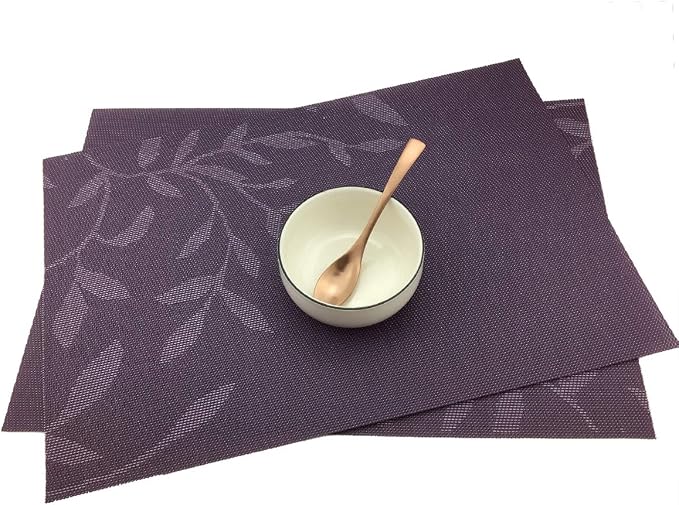 Gugrida Place Mats PVC Set of 6, Table Placemats Set of 6 PVC Woven Vinyl Place - Image 7