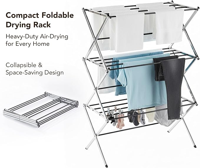 Displays By Jack Portable Collapsible Clothing Dryer Rack, Foldable Drying Rack - Image 3