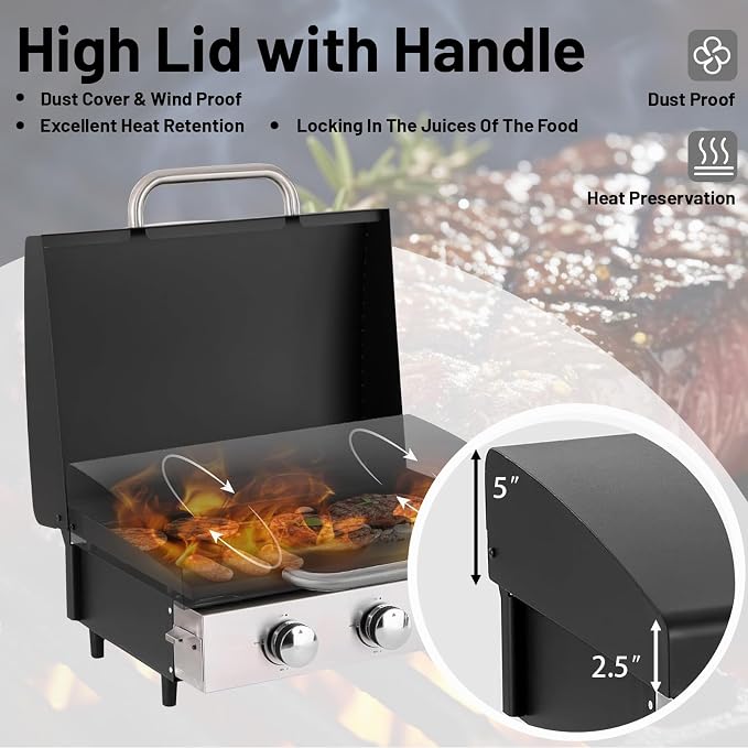 26 inch Tabletop Griddle with Ceramic Coated Cast Iron Plate, 3 Burners Flat - Image 4