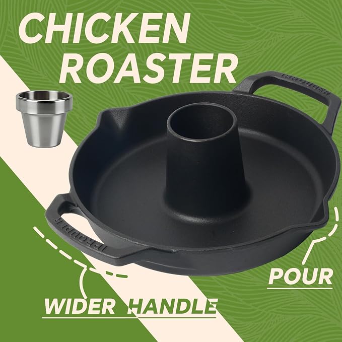 Cast Iron Chicken Roaster, Pre-Seasoned Vertical Poultry Roaster - Image 6