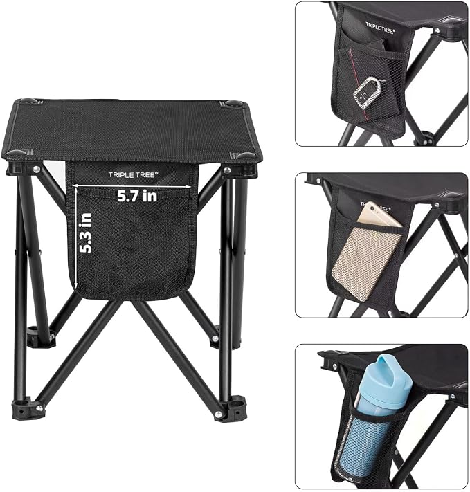 Triple Tree 1 Pack Folding Camping Stool, 13.8 Inch Small Portable Lightweight - Image 4