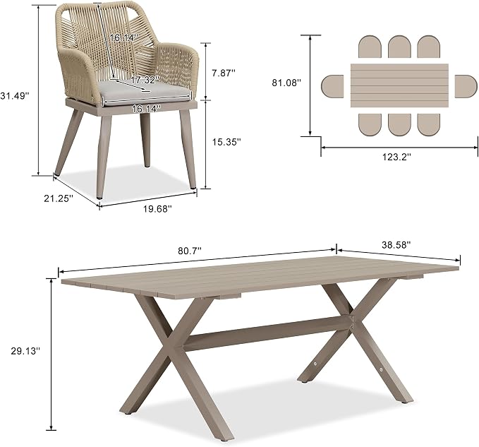 PURPLE LEAF 9 Pieces Outdoor Dining Set All-Weather PE Rattan Outdoor Patio - Image 7