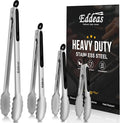 Grill Tongs - BBQ Tongs Heat Resistant 600 Degrees, Heavy Duty Metal by Eddeas