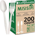 MISISIPI 100% Compostable Forks and Spoons Utensils Cutlery Silverware by MISISIPI