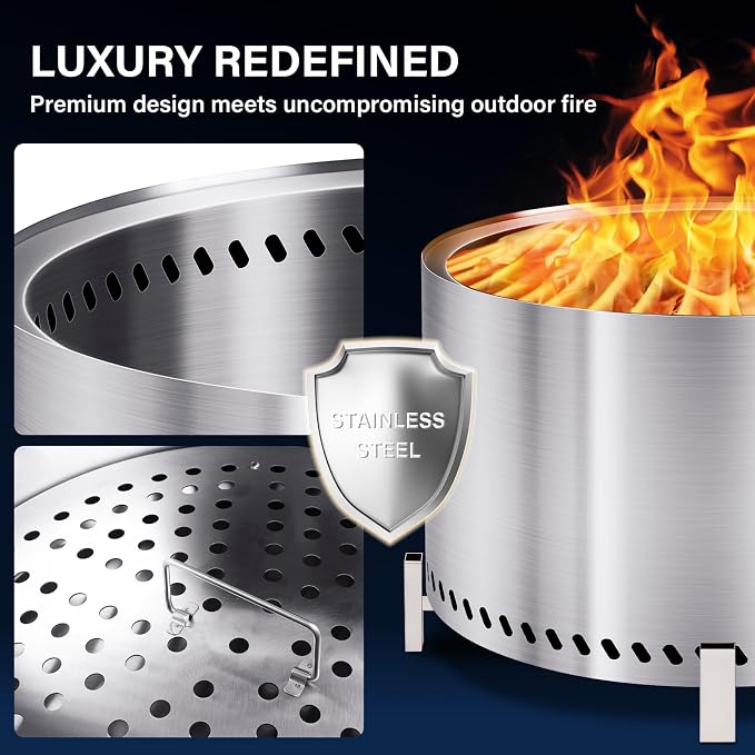 HGD 28 Inch Smokeless Firepit, Stainless Steel Fire Pit, Wood Burning Firepit - Image 7