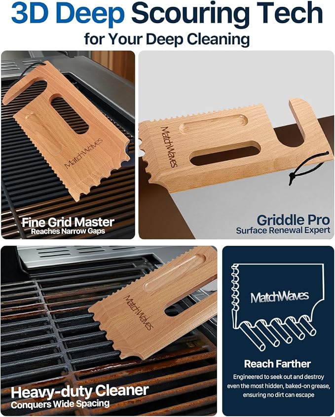 Wooden Grill Scraper, Grill Grate Cleaner - Image 4