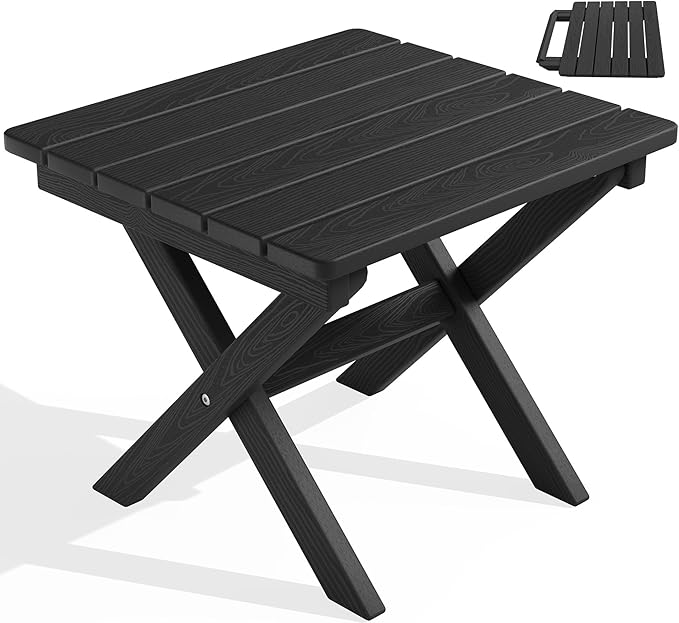 SERWALL Folding Outdoor Side Table, HDPE Adirondack Side Table, Portable by SERWALL