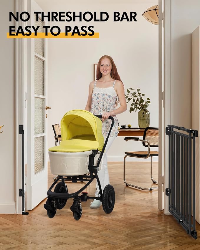 Baby Gate for Stairs Doorways & Kitchen, 26.4"-43" W x 29" H, No Bottom Bar Dog - Image 4