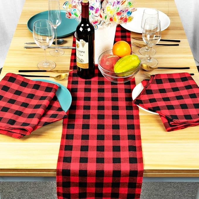 8 Pack Buffalo Check Table Runners Plaid Table Runner - Image 4