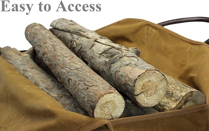 INNO STAGE Firewood Log Carrier Bag Waxed Canvas Tote Holder - Image 5
