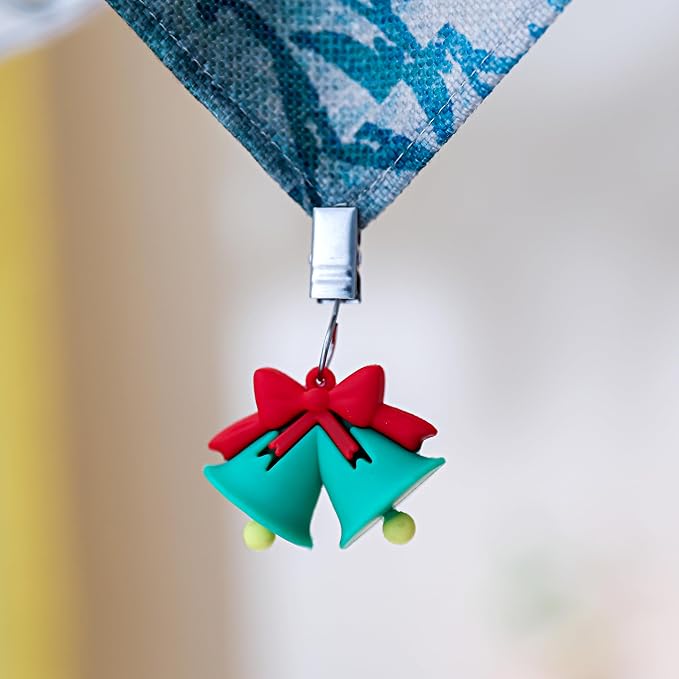 TwoFish Home Set of 4 Xmas Bell Tablecloth Weights Clips Handicraft Xmas Bell - Image 2