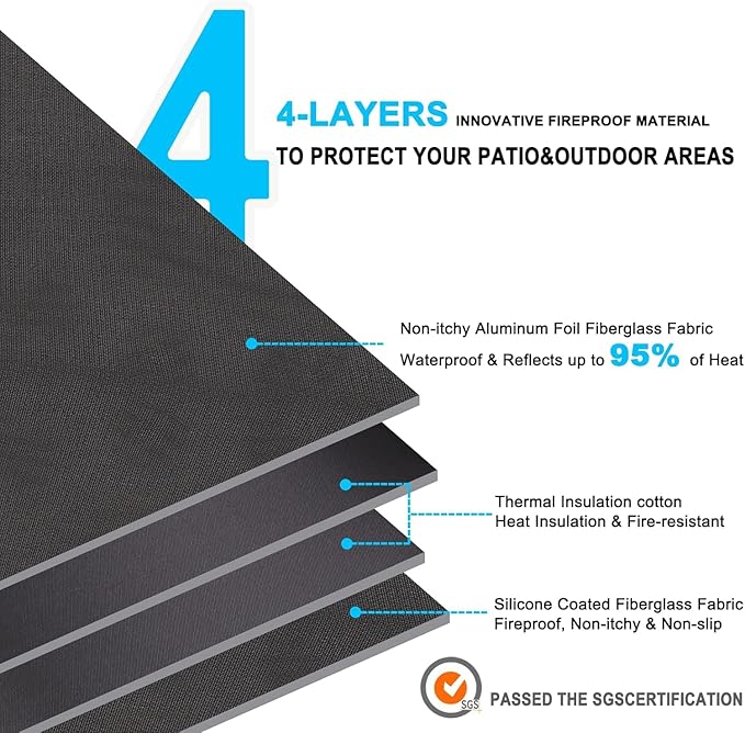 Grill Floor Mat, 42-Inch Round Fireproof Fiberglass, Black
