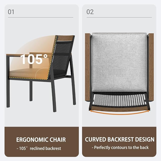 7-Piece Patio Dining Table and Chair Sets, Outdoor Metal Dining Furniture Set - Image 6
