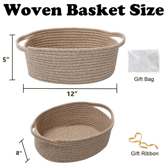 Gift Basket with Gift Bag and Ribbons, Small Rope Woven Shelf Storage, Baskets - Image 2