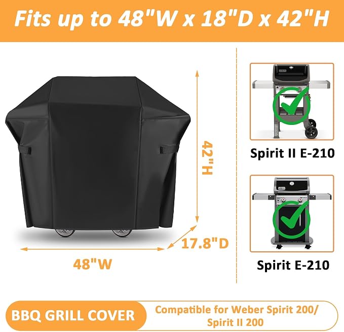 7138 Grill Cover for Weber Spirit II 200 Gas Grill, Waterproof Cover for Weber - Image 2