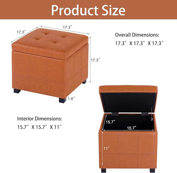 Homebeez Faux Leather Lift Top Storage Ottoman Bench - Image 3