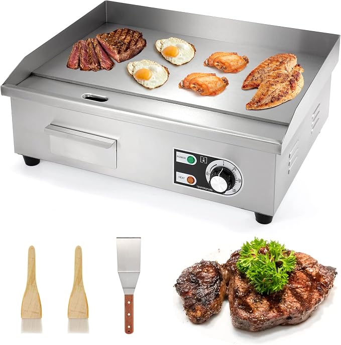 WICHEMI Commercial Electric Griddle 22" 3000W Flat Top Grill Countertop Griddle by WICHEMI