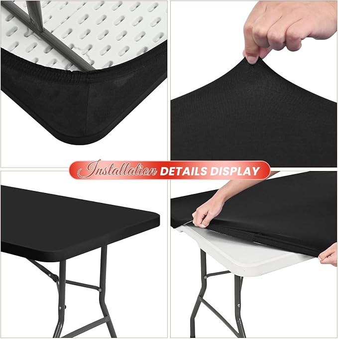 10 Pack Stretch Fabric Table Top Cap Cover, fits 8Ft Tables, Spandex Table - Image 4