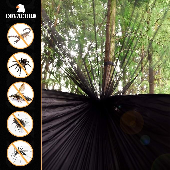 Double Hammock with Bug Net, Black 210T Nylon, 772 lb Capacity