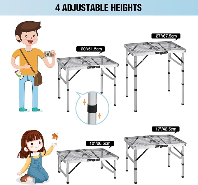 RedSwing Folding Grill Table, Lightweight Height Adjustable Aluminum Table - Image 4