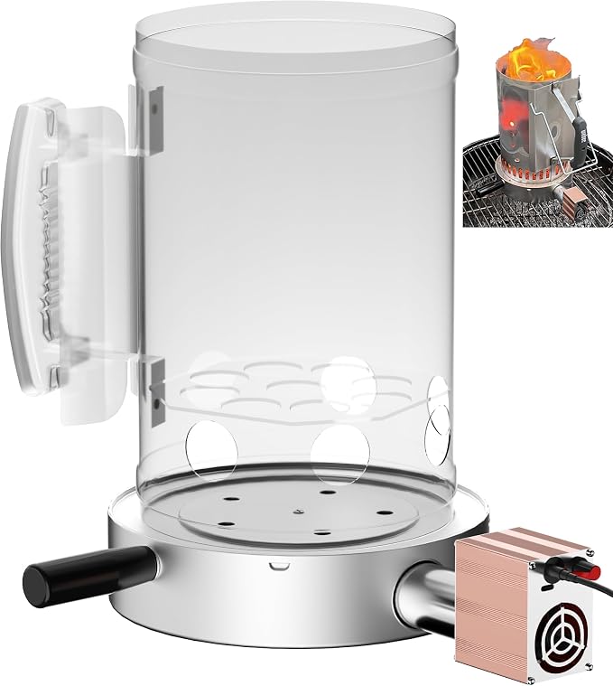 Charcoal Chimney Booster-Charcoal Starter Base & Coal Burner Blower, 10-Minute by CaptainGrill