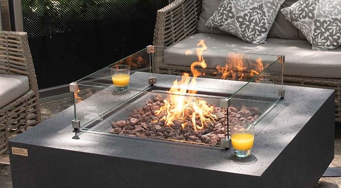 AMS Fireplace | Rectangular Fire Pit Glass Wind Guard - Image 8
