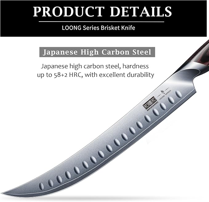 HOSHANHO Carving Slicing Knife, 10 Inch Japanese High Carbon Steel Brisket Knife - Image 2