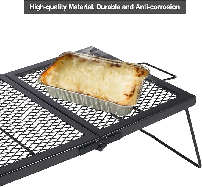 Large Folding Campfire Grill Grate, Portable Heavy Duty Steel Over Fire Camp - Image 9