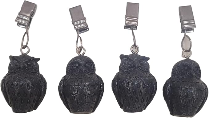TwoFish Home Set of 4 Owl Resin Tablecloth Weights Clips Owl Handicraft by TwoFishHomeFashionLLC