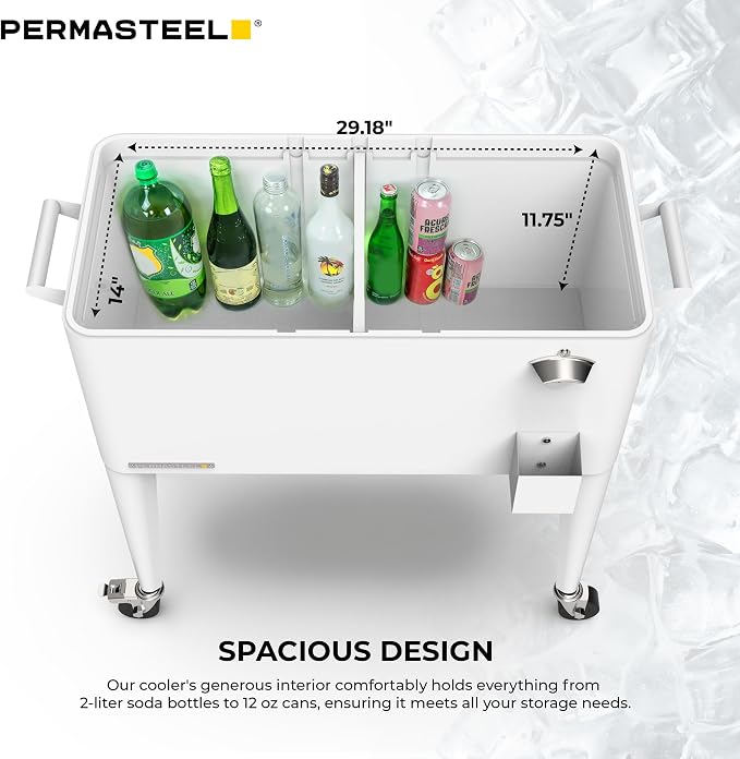 Permasteel 80 Quart Party Cooler, Rolling Ice Chest - Image 9