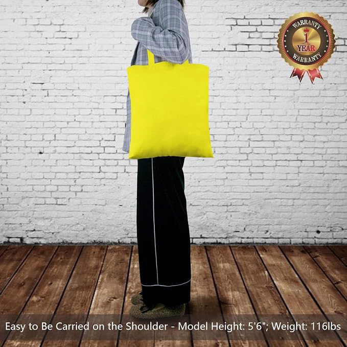TOPDesign 24-Pack Economical 16"x15" Yellow Cotton Tote Bag, Lightweight Medium - Image 2