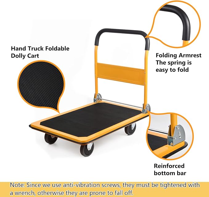 LEADALLWAY Platform Truck Large Size 880lbs Heavy Duty Foldable Push Cart - Image 5