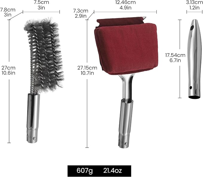 2-in-1 Stainless Steel Grill Brush Cleaning Kit, Grilling Accessories, - Image 2