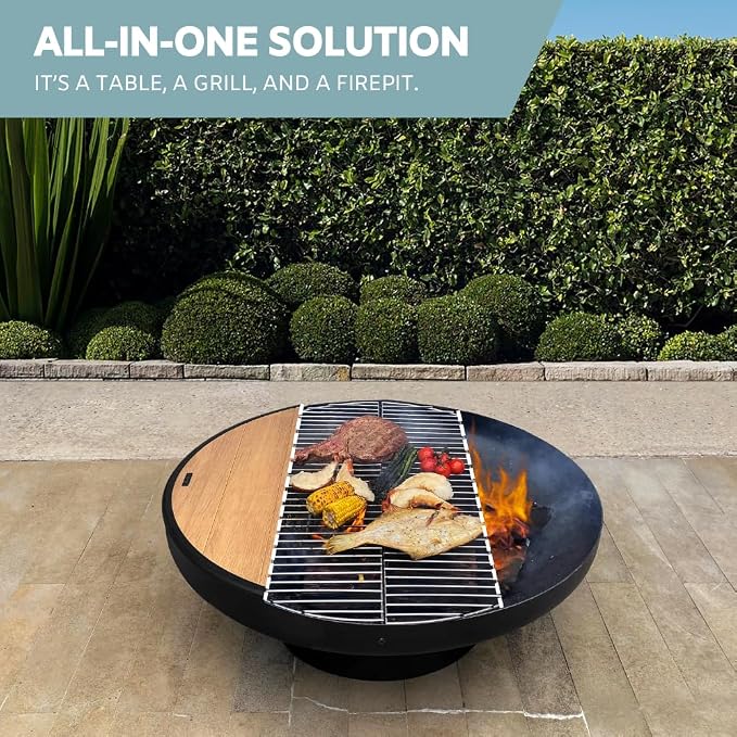 DENKOE 32 Inch Round Fire Pit Table - Image 4